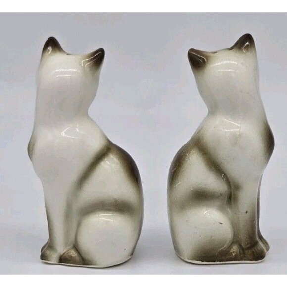 Vintage Japan Siamese Cats Gorgeous Green Rhinestone Eyes! Salt & Pepper Shakers - Picture 4 of 9